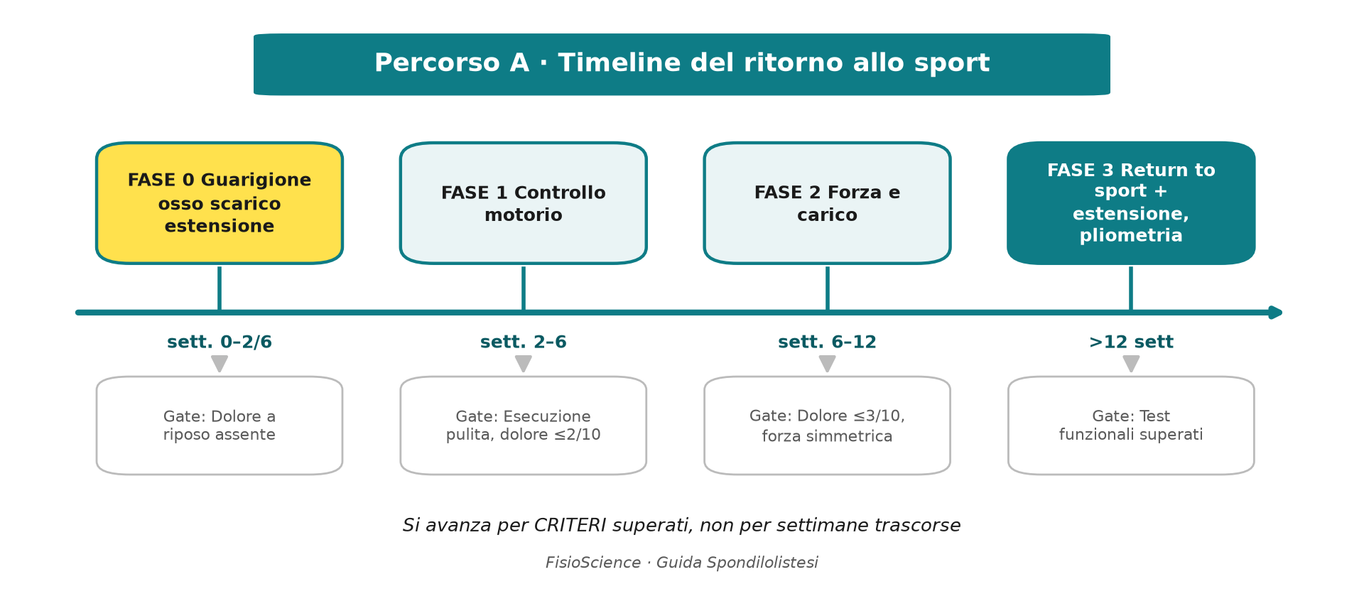 Timeline del ritorno allo sport: quattro fasi e criteri d’uscita
