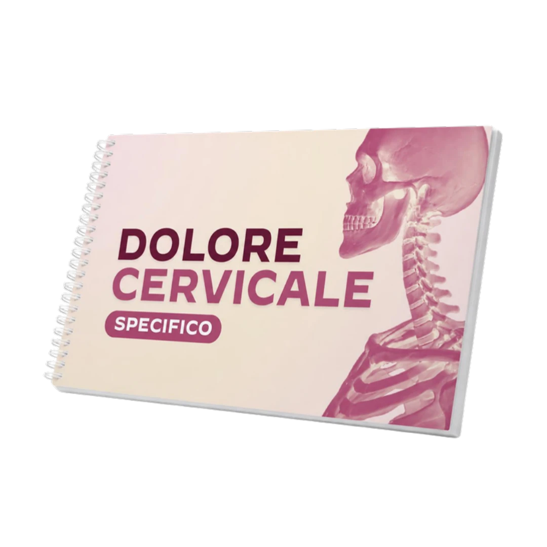 Mockup 3D delle slide rilegate a spirale del corso Dolore Cervicale Aspecifico