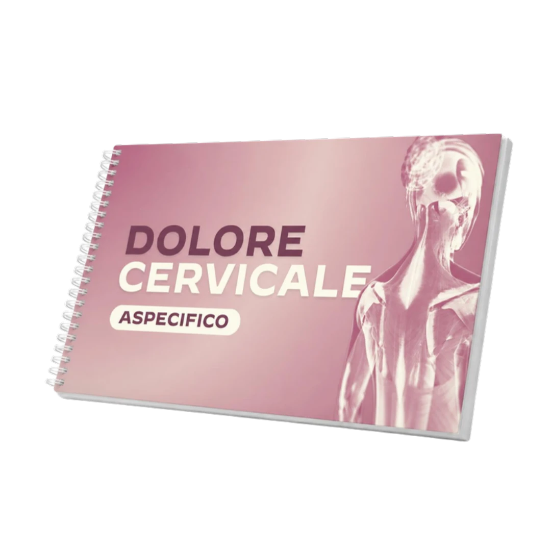 Mockup 3D delle slide rilegate a spirale del corso Dolore Cervicale Specifico