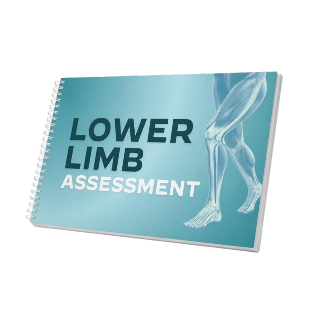 Mockup 3D delle slide rilegate a spirale del corso Lower Limb Assessment