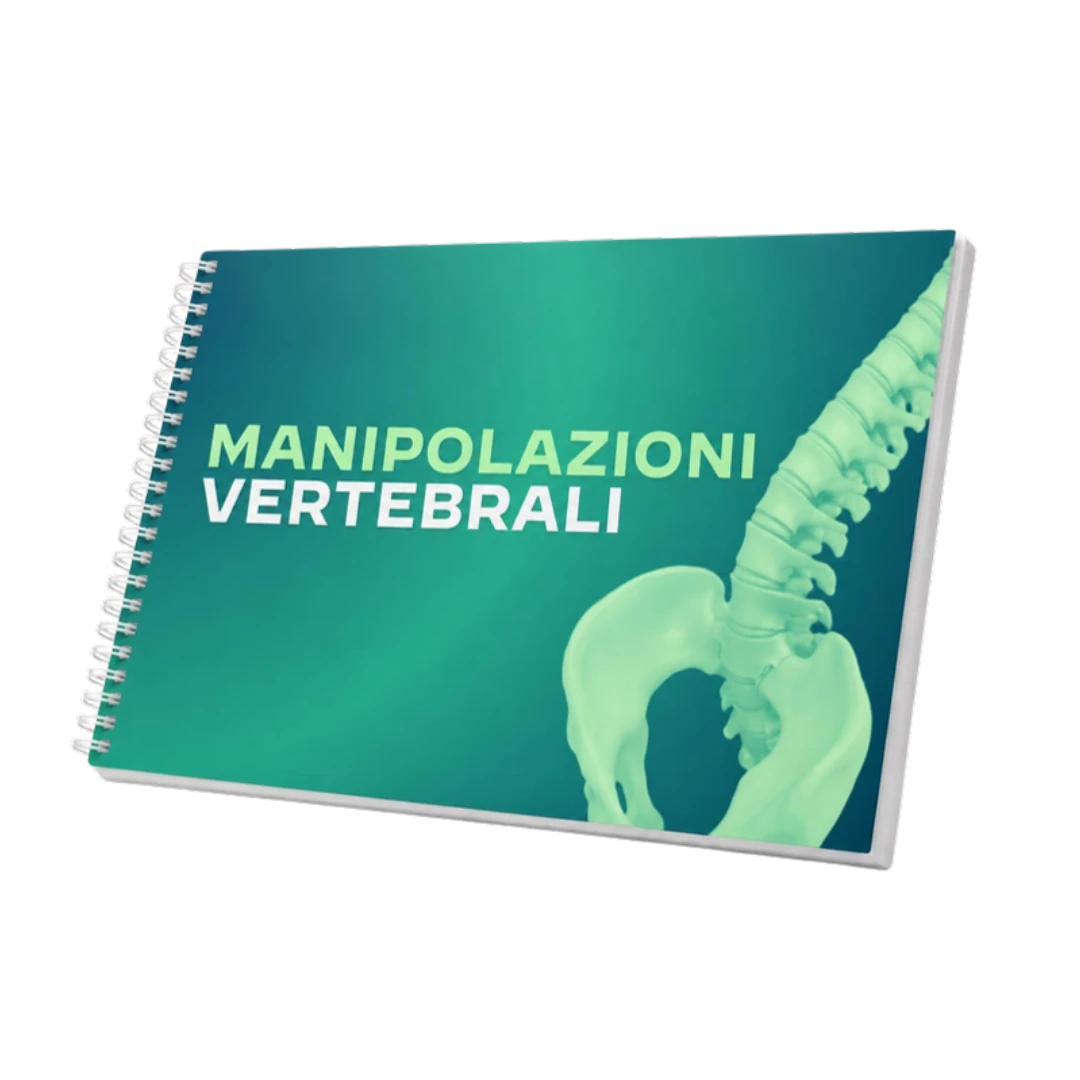 Mockup 3D delle slide rilegate a spirale del corso Manipolazioni Vertebrali (HVLAT)