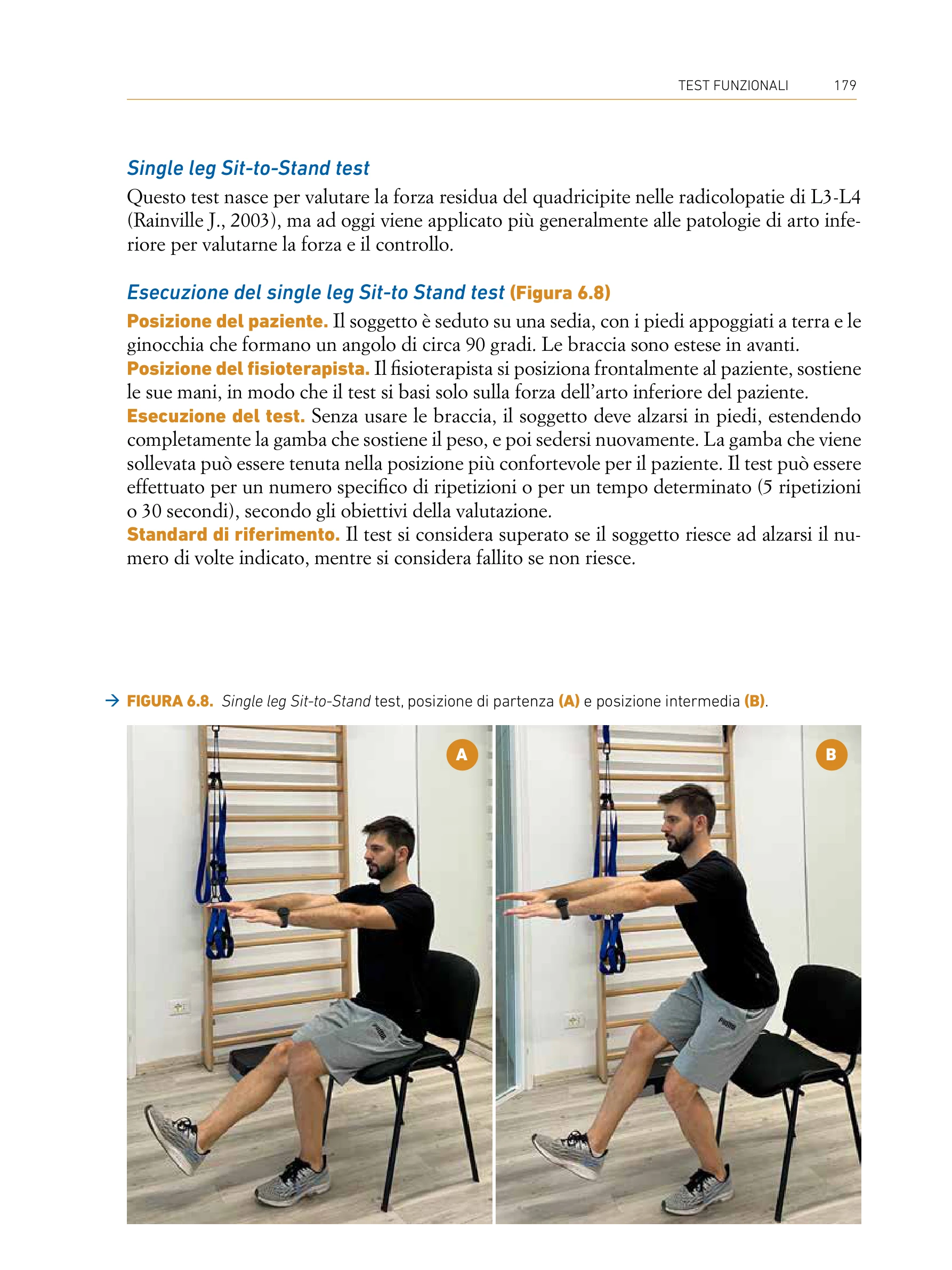Pagina del libro Valutazione Muscoloscheletrica Quadrante Inferiore - Single leg Sit-to-Stand test